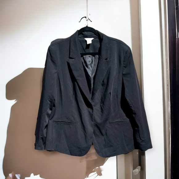 🌻Liz Claiborne Classic Black Pinstripe Single Breasted Blazer Plus Size 18 - Picture 1 of 5